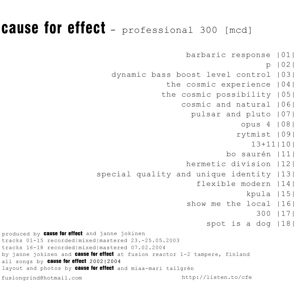 Cause for Effect - Professional 300 (2004) Cover